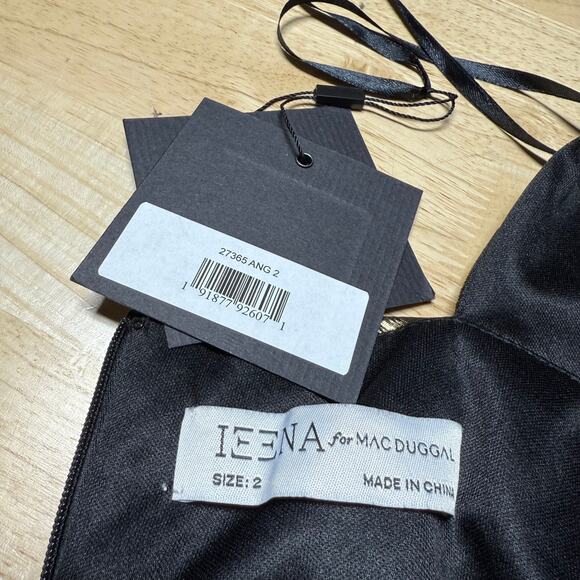 Mac Duggal NWT Gold Metallic Criss Cross Halter Neck Midi Dress Size 2 High Slit - Picture 5 of 10